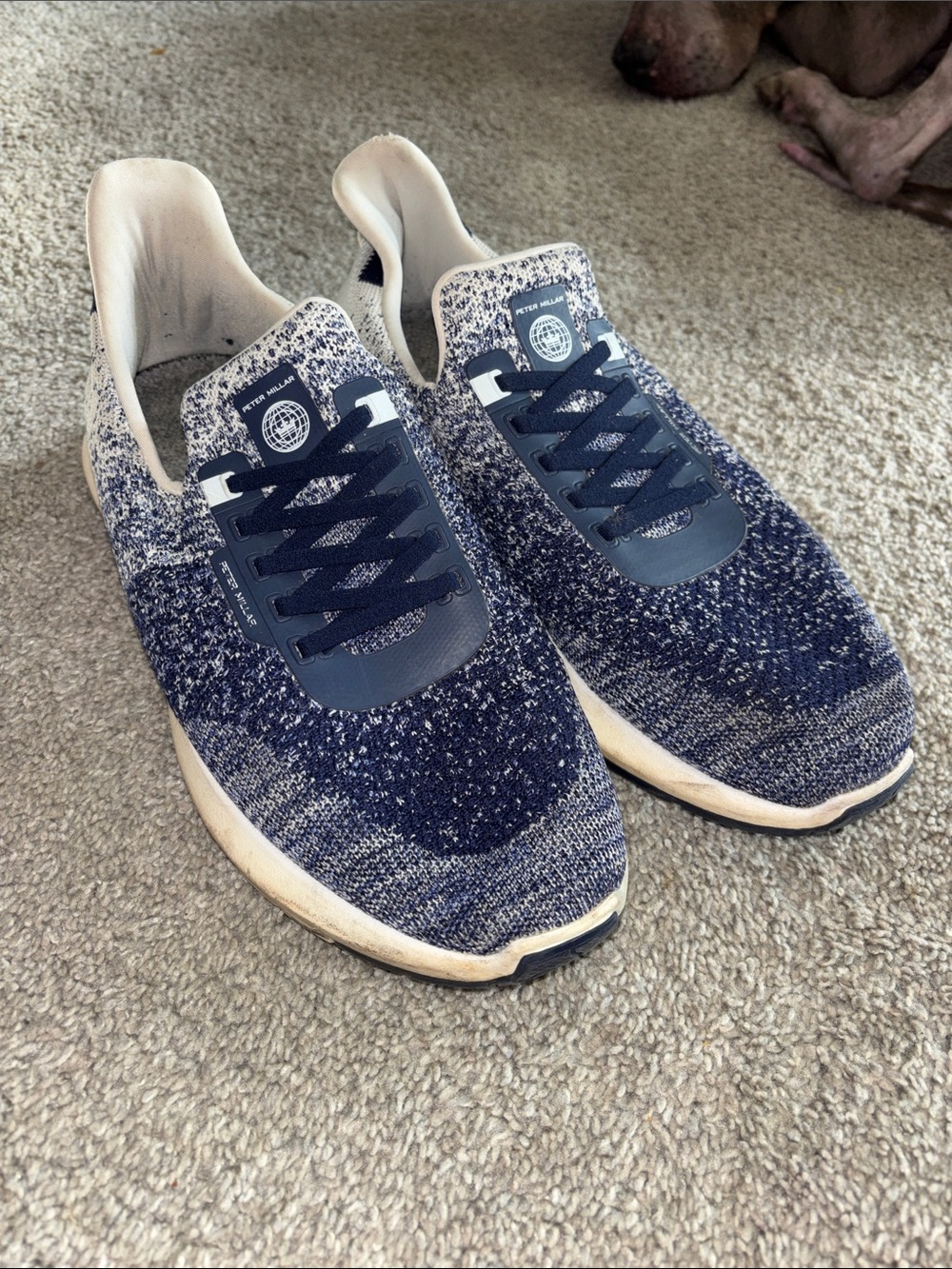 Peter Millar Navy and White Knit Sneakers